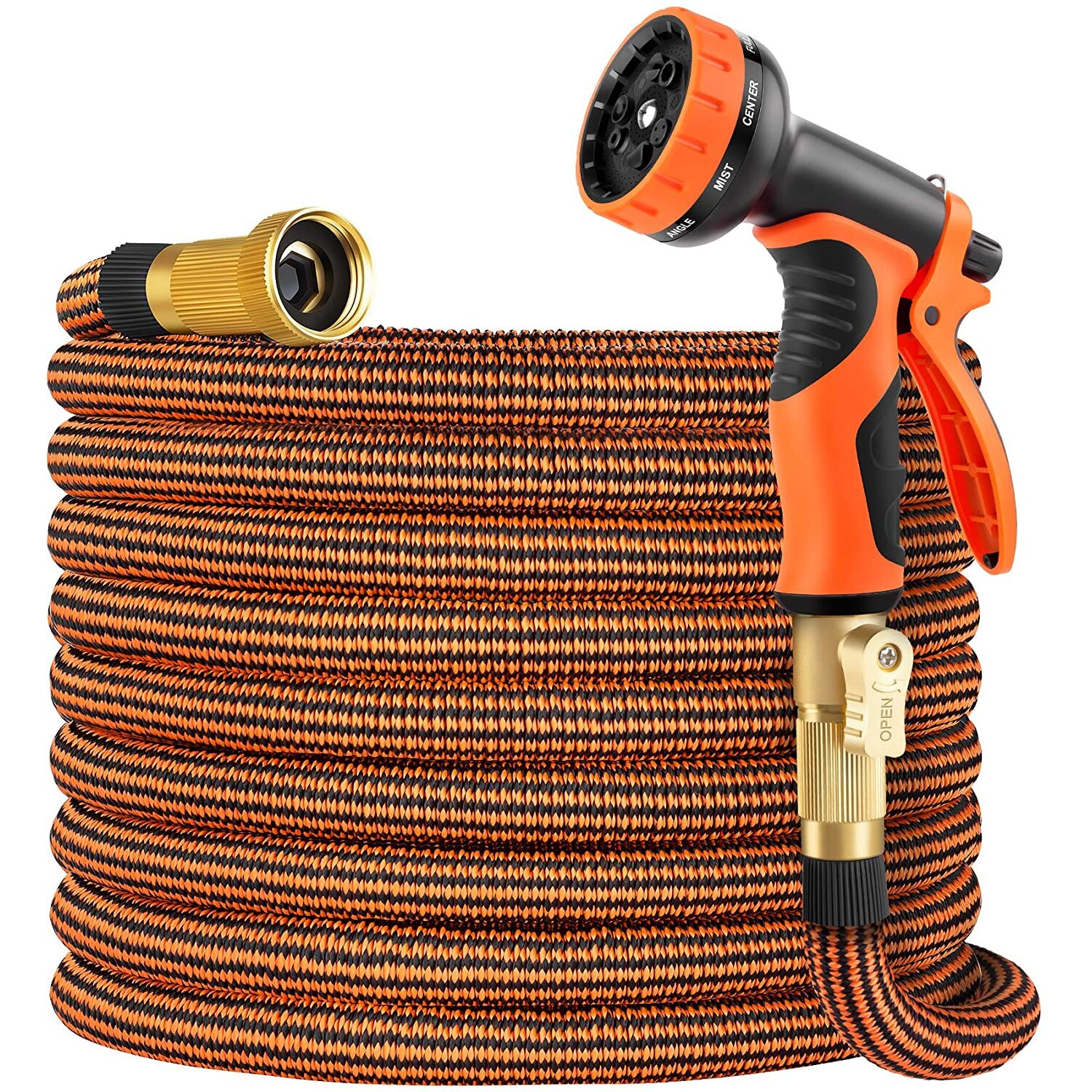 OUTZEST 50ft Expandable Garden Hose, Leakproof Lightweight Water Hose with 9 Functions Sprayer and Super Durable 3750D Fabric, Flexible Hose Pipe